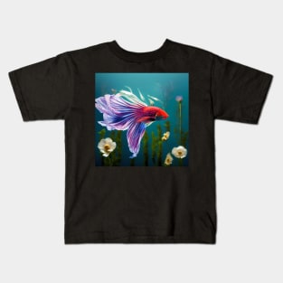 Floral betta fish Kids T-Shirt